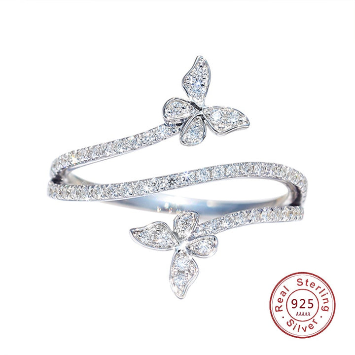 Silver Double Butterfly Ring