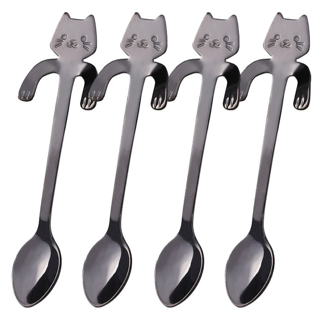 Cute Cat Coffee Spoon Cartoon Stainless Steel Teaspoons