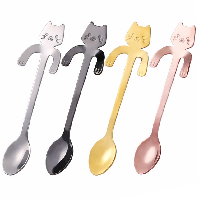 Cute Cat Coffee Spoon Cartoon Stainless Steel Teaspoons