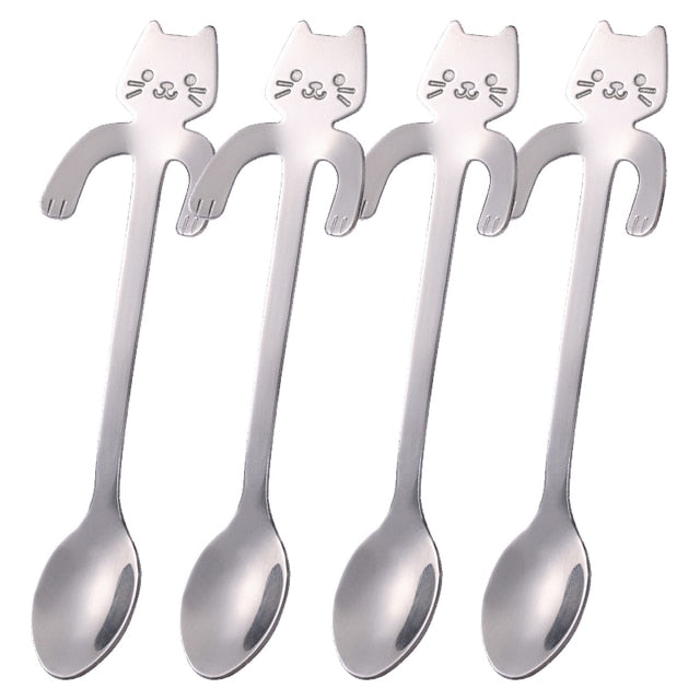 Cute Cat Coffee Spoon Cartoon Stainless Steel Teaspoons