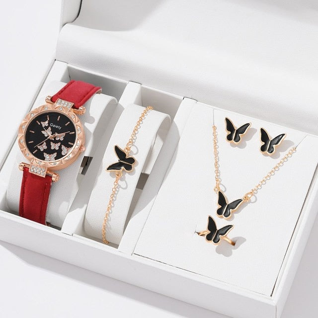 6pcs Luxury Butterfly Watch & Butterfly Jewelry Set **MUST SEE**