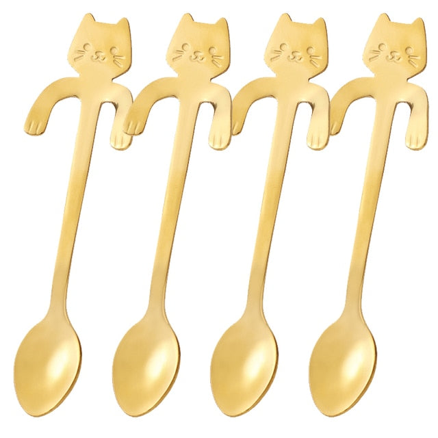 Cute Cat Coffee Spoon Cartoon Stainless Steel Teaspoons