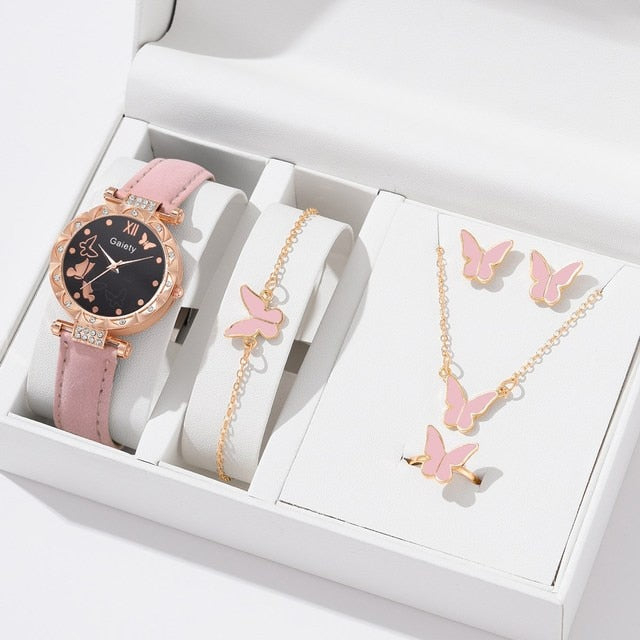 6pcs Luxury Butterfly Watch & Butterfly Jewelry Set **MUST SEE**