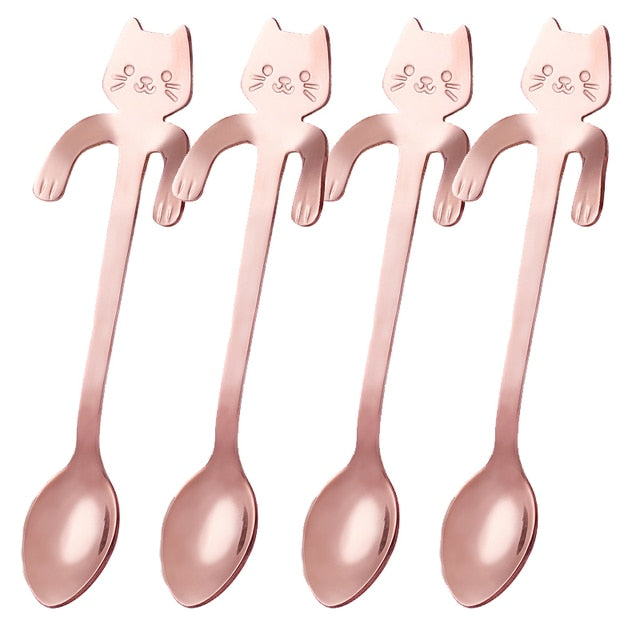 Cute Cat Coffee Spoon Cartoon Stainless Steel Teaspoons