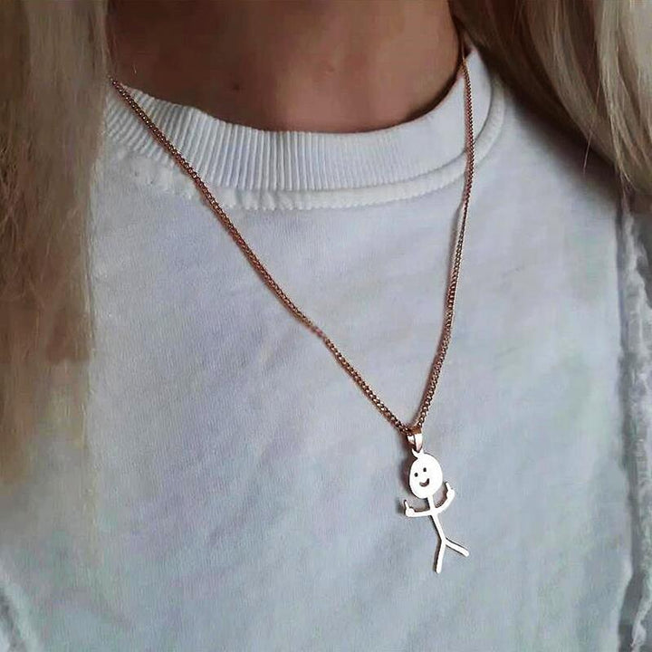 Funny Middle Finger Stickman Necklace