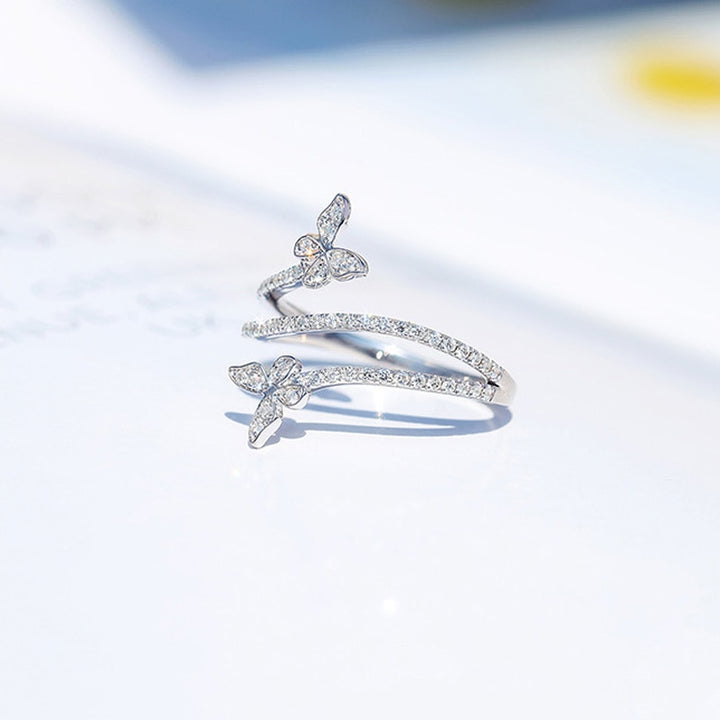 Silver Double Butterfly Ring