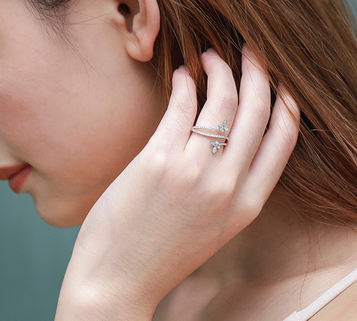 Silver Double Butterfly Ring