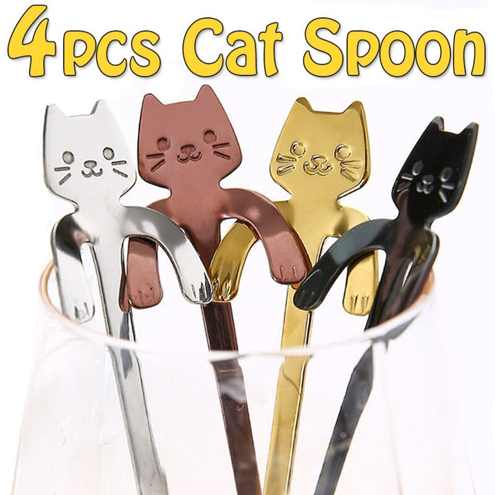 Cute Cat Coffee Spoon Cartoon Stainless Steel Teaspoons