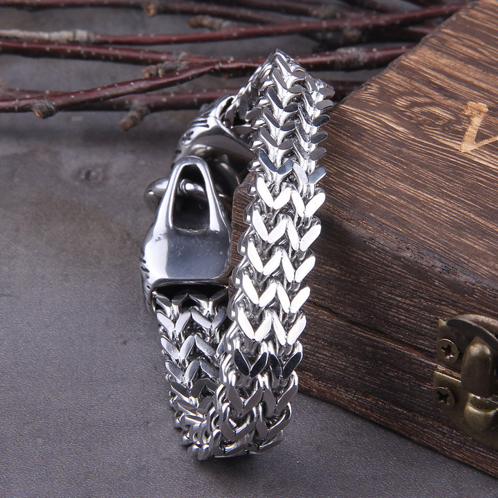 Mesh Stainless Steel Wolf Bracelet